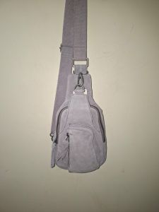 Mens Grey Leather Cross Body Bag