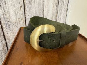 Mens Olive Green Leather Belt