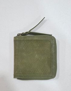 Mens Olive Green Leather Zipper Wallet