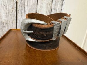 Silver Buckle Mens Leather Belt