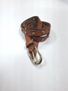 Stylish Stud Work Genuine Brown Leather Belt