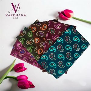 Ladies Rajwadi Gold Paisley Printed Cotton Nighty Fabric