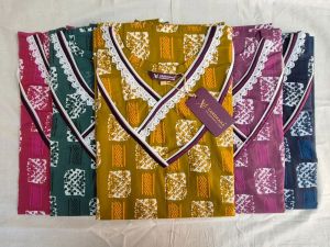 Ladies V-Neck Printed Cotton Nightgown