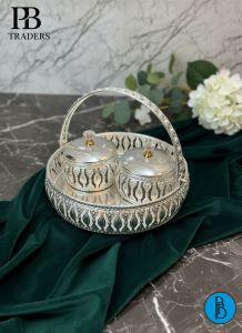 Exquisite Metal German Silver Dry Fruit Gifting Set