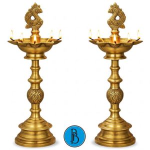 Traditional Brass Peacock Diya Lamps