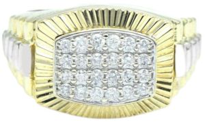 14K Gold Diamond Rolex Style Ring for Men