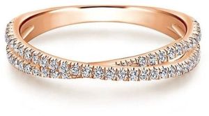 14k Rose Gold Criss Cross Diamond Stackable Bracelet