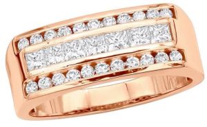 14K Rose Gold Diamond Square Ring