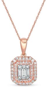 14K Rose Gold Square Diamond Pendant