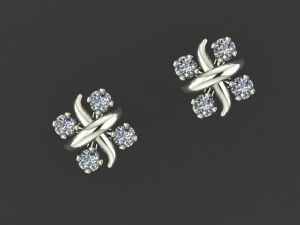 14K White Gold Diamond Stud Earrings