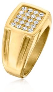 14K Yellow Gold Diamond Square Ring