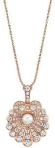 18K Rose Gold Diamond Pearl Pendant