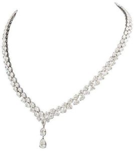 18K White Gold Diamond Drop Necklace