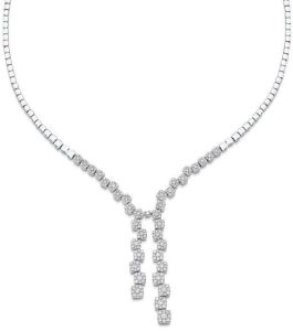 18K White Gold Diamond Lariat Necklace