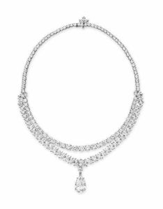 18K White Gold Double Strand Diamond Necklace