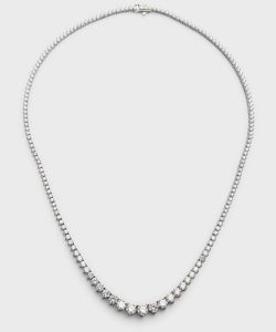 18K White Gold Graduated Diamond Tennis Necklace