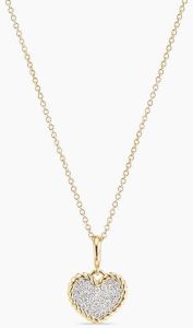 18K Yellow Gold Cable Collectibles Heart Diamond Pendant