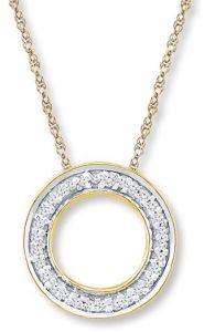 18K Yellow Gold Diamond Accent Circle Pendant