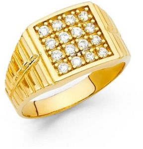 18K Yellow Gold Diamond Finger Ring for Men
