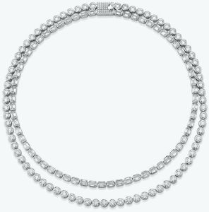 Double Strand Diamond Tennis Necklace