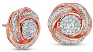 Gold Diamond Spiral Stud Earrings