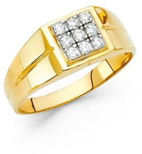 Men 18K Gold Diamond Finger Ring
