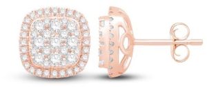 Rose Gold Cluster Frame Diamond Stud Earrings
