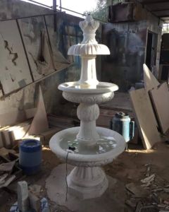 Three Tiered White Marble Stone Water Fountain