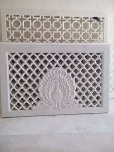 White Peacock Design Marble Jali