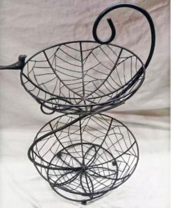 2 Tier Black Iron Wire Fruit Basket