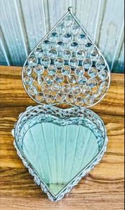 Crystal Beaded Heart Shaped Jewelry Box