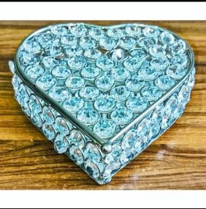 Crystal Beaded Heart Shaped Jewelry Box