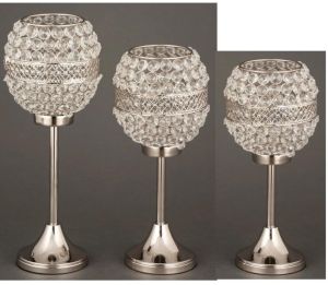 Crystal Decorated Metal Candle Stand