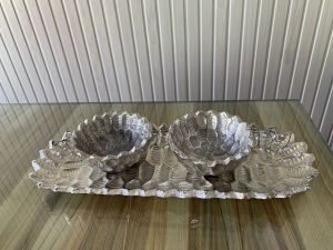 Decorative Shell Shaped Silver Plated Aluminum Bowl Set