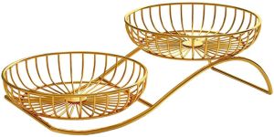Golden 2 Tier Metal Wire Fruit Basket