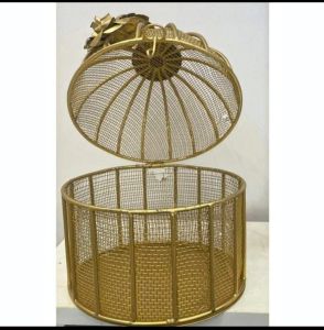 Decorative Prime Krafts Golden Birdcage Fruit Basket
