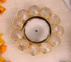 Golden Crystal Tea Light Candle Holder