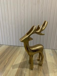 Golden Handcrafted Standing Deer Decorative Showpiece