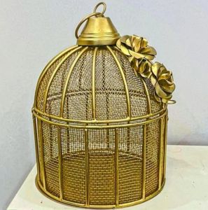 Golden Iron Cage Hanging Fruit Basket