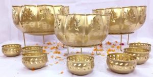 Golden Iron Lotus Urli Bowl Set