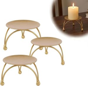 Golden Iron Pillar Candle Holder Set