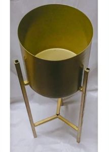 Golden Metal Plant Stand and Pot Set