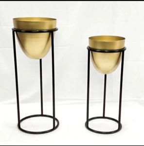 Golden Metal Planter Set