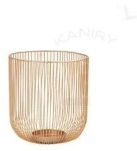 Golden Round Iron Pillar Candle Holder