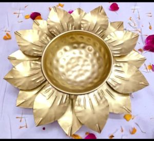 Lotus Theme Metal Urli Bowl