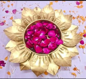 Lotus Theme Metal Urli Bowl