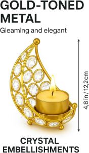 Moon Shaped Crystal Tea Light Candle Holder