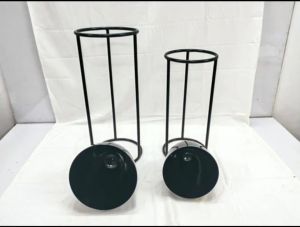 Round Polished Black Iron Planter