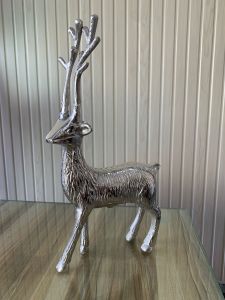Silver Finish Standing Reindeer Decorative Showpiece