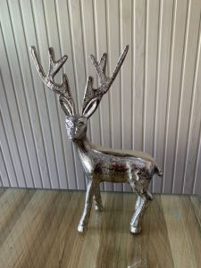 Silver Metal Reindeer Decorative Showpiece